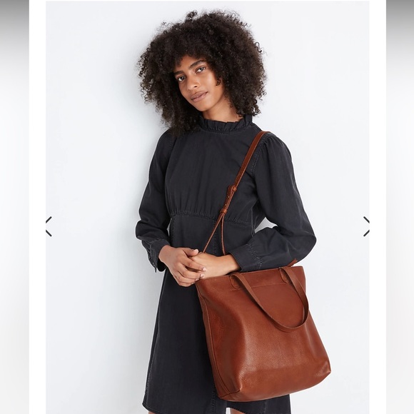 Madewell The Zip-Top Medium Brown Leather Transport Tote NWT - Picture 5 of 16